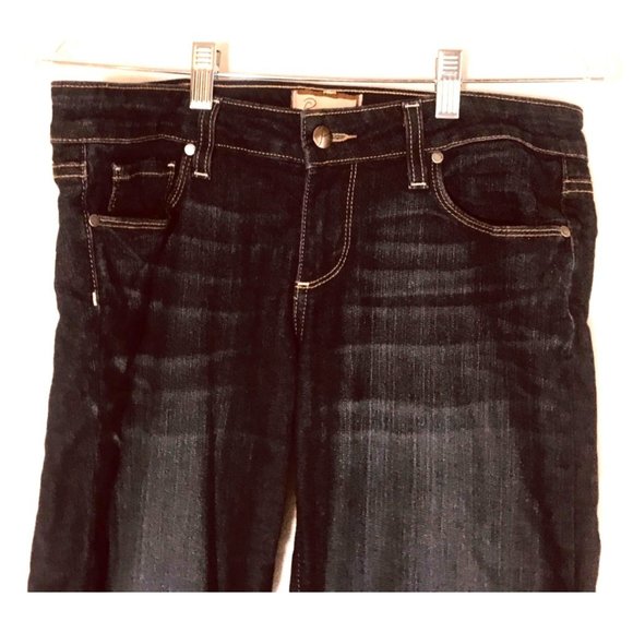 Paige Canyon Boot Cut Jeans Women's Size 28 Mid Rise Dark Wash Stretch - Picture 2 of 6